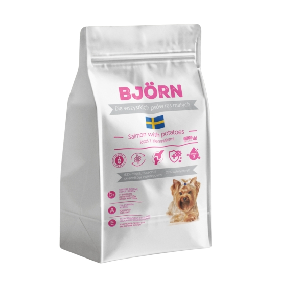 SUCHA KARMA DLA PSÓW MAŁYCH RAS Björn SENSITIVE ADULT BEZZBOŻOWA Z ŁOSOSIEM 1,5KG